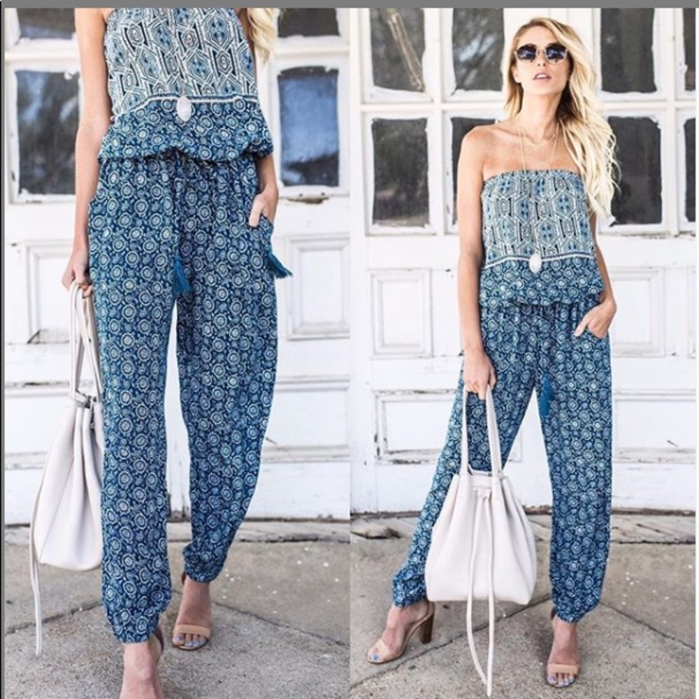 Vici Collection pocketed strapless jumpsuit